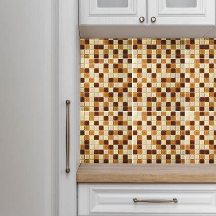 Imaginea din Mozaic de sticla pe grila 30 x 30 cm - alb -  maro