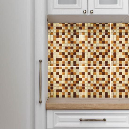 Imaginea din Mozaic de sticla pe grila 30 x 30 cm - alb -  maro