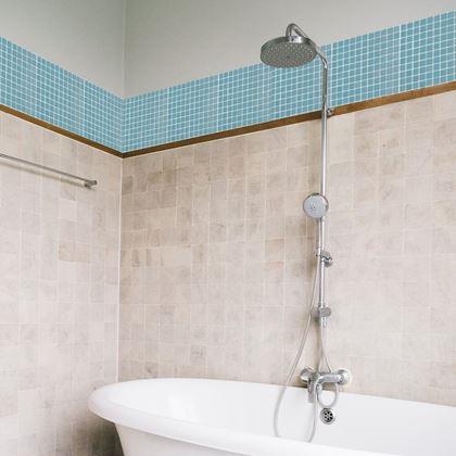 Imaginea din Mozaic de sticla pe grila 30 x 30 cm - alb -  albastru deschis