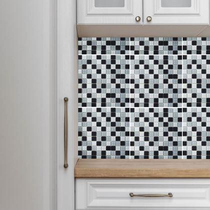 Imaginea din Mozaic de sticla pe grila 30 x 30 cm - alb - negru