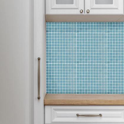 Imaginea din Mozaic de sticla pe grila 30 x 30 cm - alb -  albastru deschis