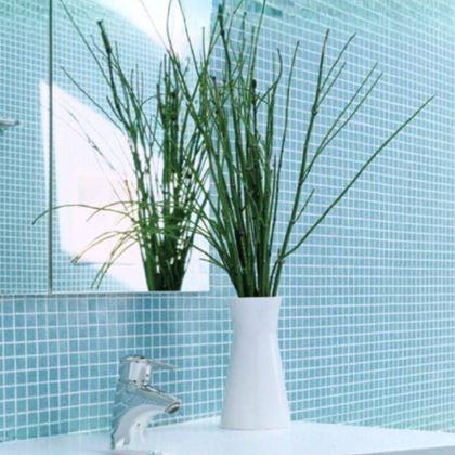 Imaginea din Mozaic de sticla pe grila 30 x 30 cm - alb -  albastru deschis