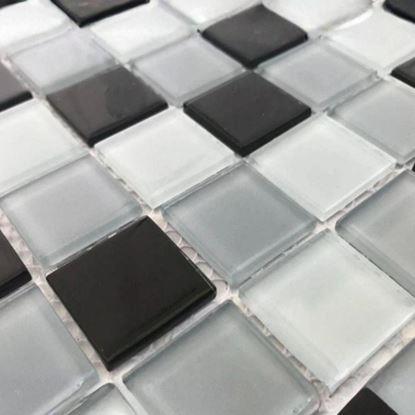 Imaginea Mozaic de sticla pe grila 30 x 30 cm - alb