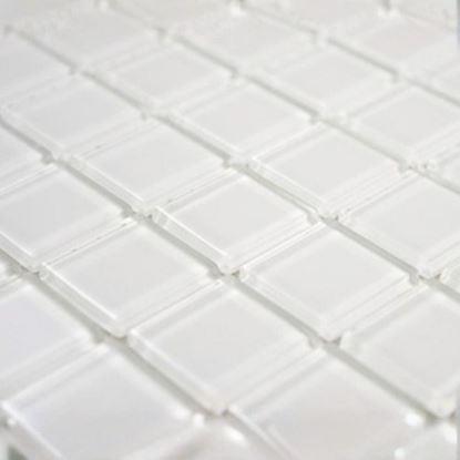 Imaginea Mozaic de sticla pe grila 30 x 30 cm - alb
