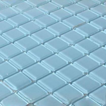 Imaginea din Mozaic de sticla pe grila 30 x 30 cm - alb -  albastru deschis