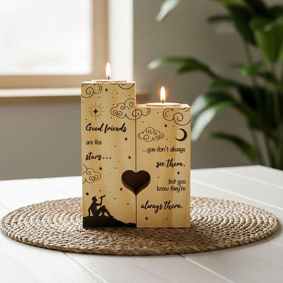 Imaginea din Suporturi din lemn pentru lumânări tip pastilă pentru cupluri, 2 bucăți - cerul de noapte