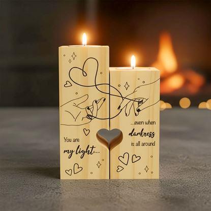 Imaginea Suporturi din lemn pentru lumânări tip pastilă pentru cupluri, 2 bucăți