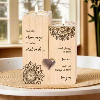 Imaginea Suporturi din lemn pentru lumânări tip pastilă pentru cupluri, 2 bucăți