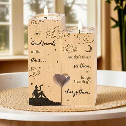 Imaginea Suporturi din lemn pentru lumânări tip pastilă pentru cupluri, 2 bucăți