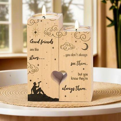 Imaginea din Suporturi din lemn pentru lumânări tip pastilă pentru cupluri, 2 bucăți - cerul de noapte