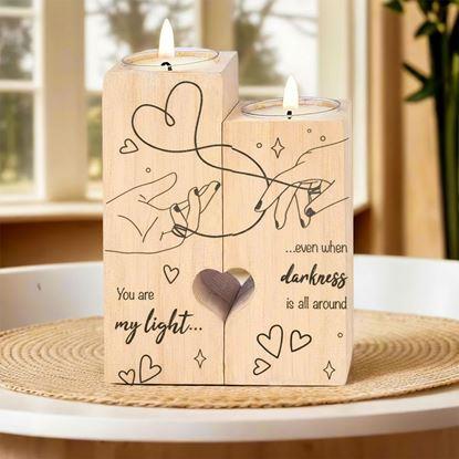 Imaginea Suporturi din lemn pentru lumânări tip pastilă pentru cupluri, 2 bucăți