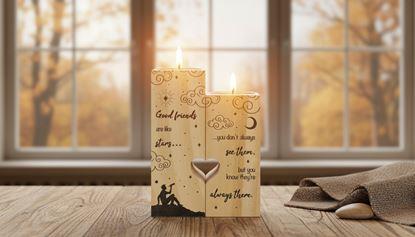 Imaginea Suporturi din lemn pentru lumânări tip pastilă pentru cupluri, 2 bucăți