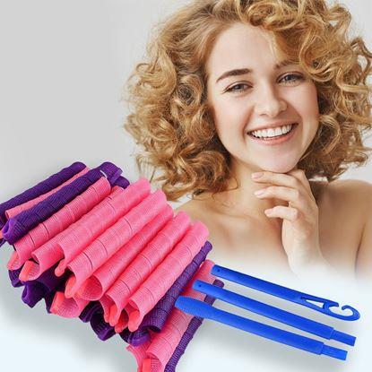 Imaginea Bigudiuri spiralate pentru păr 50 cm - 20 bucăți + cârlig