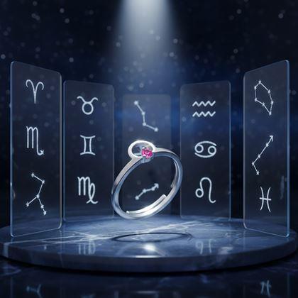 Imaginea din Inel ajustabil cu semn zodiacal - balanțe