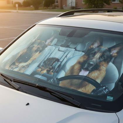 Imaginea din Parasolar auto cu ventuze - câini