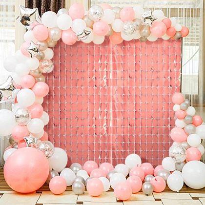 Imaginea din Draperie pentru petrecere cu dreptunghiuri - roz-auriu