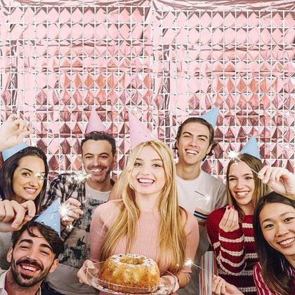 Imaginea din Draperie pentru petrecere cu dreptunghiuri - roz-auriu