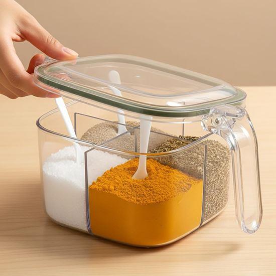 Imaginea din Cutie compartimentată cu mâner – 4 compartimente, 4 lingurițe