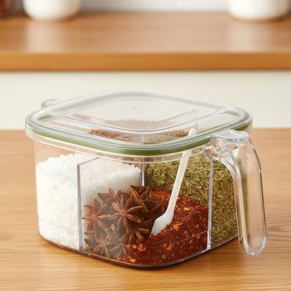 Imaginea din Cutie compartimentată cu mâner – 4 compartimente, 4 lingurițe