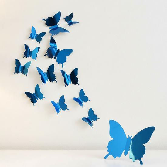 Imaginea din Oglindă decorativă fluturi 12 buc  -  albastru