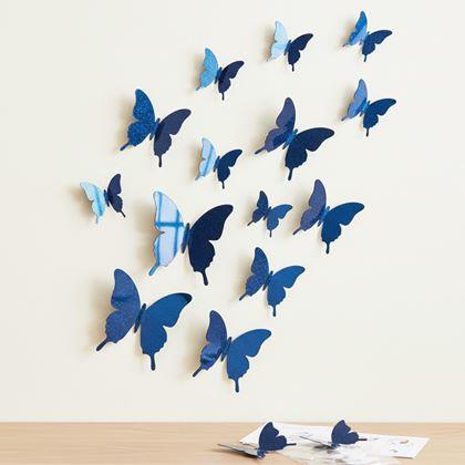 Imaginea din Oglindă decorativă fluturi 12 buc  -  albastru