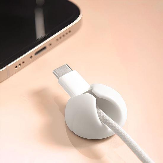 Imaginea din 5 buc. Suporturi autoadezive pentru cabluri - alb