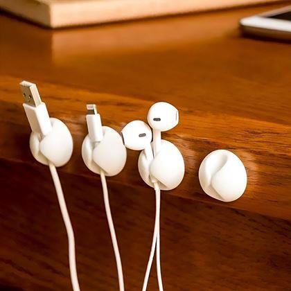 Imaginea din 5 buc. Suporturi autoadezive pentru cabluri - alb