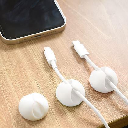 Imaginea din 5 buc. Suporturi autoadezive pentru cabluri - alb