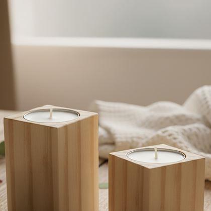 Imaginea din Suporturi din lemn pentru lumânări tip pastilă pentru cupluri, 2 bucăți - mandala