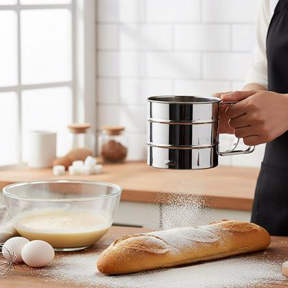 Imaginea din Sita de bucatarie din otel inoxidabil cu cana de masurat