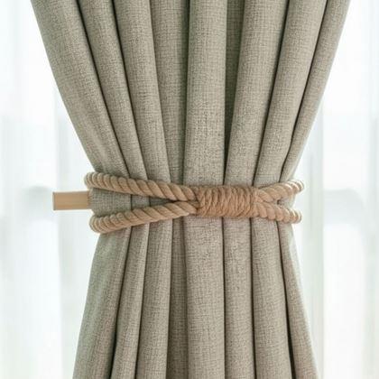 Imaginea din Clema decorativă pentru perdea din sfoară - maro