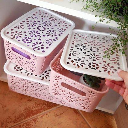 Imaginea din Cutie de depozitare cu capac mică  -  roz, mica