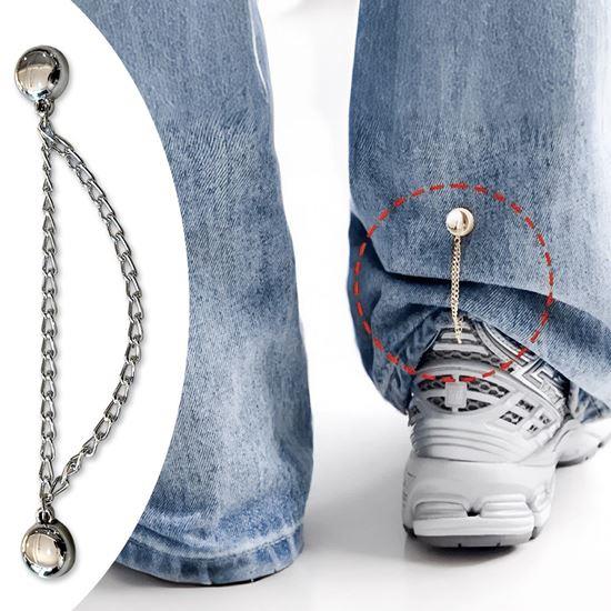 Imaginea din Clema magnetică pentru scurtarea pantalonilor cu lanț – argintie