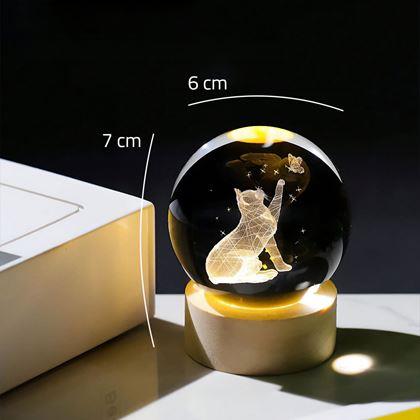 Imaginea din Minge de sticlă cu LED luminos - pisică