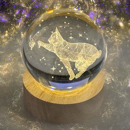 Imaginea din Minge de sticlă cu LED luminos - pisică