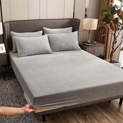 Imaginea din Cearceaf de pat microplush 180 x 200 cm  - gri deschis