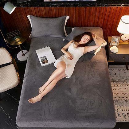 Imaginea din Cearceaf de pat microplush 180 x 200 cm  - gri închis