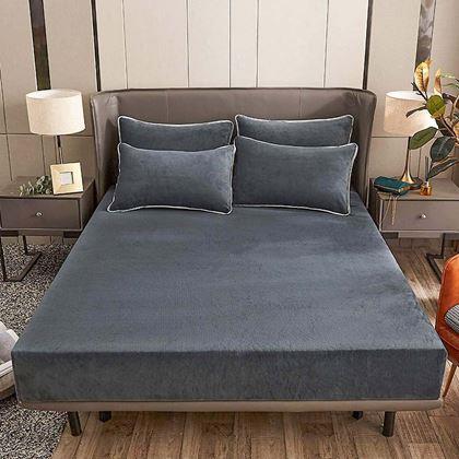 Imaginea din Cearceaf de pat microplush 180 x 200 cm  - gri închis