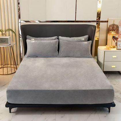 Imaginea din Cearceaf de pat microplush 90 x 200 cm  - gri deschis