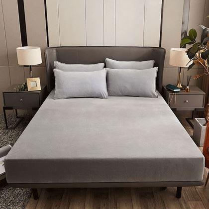 Imaginea din Cearceaf de pat microplush 90 x 200 cm  - gri deschis