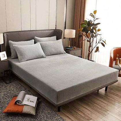Imaginea din Cearceaf de pat microplush 90 x 200 cm  - gri deschis