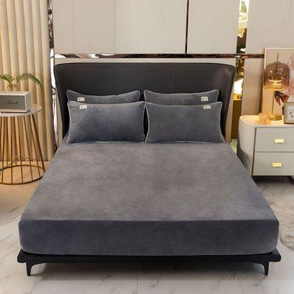 Imaginea din Cearceaf de pat microplush 90 x 200 cm  - gri închis