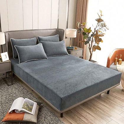 Imaginea din Cearceaf de pat microplush 90 x 200 cm  - gri închis