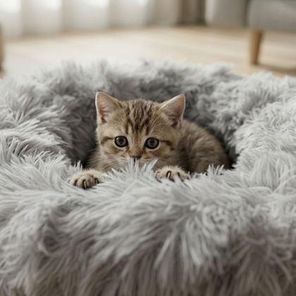 Imaginea din Pat pentru pisici, pufos, diametru 40 cm