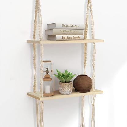 Imaginea Etajeră suspendată macrame, 2 niveluri