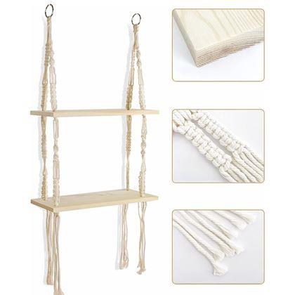 Imaginea din Etajeră suspendată macrame, 2 niveluri