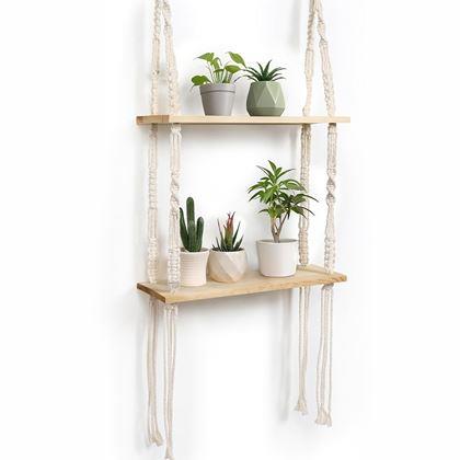 Imaginea din Etajeră suspendată macrame, 2 niveluri