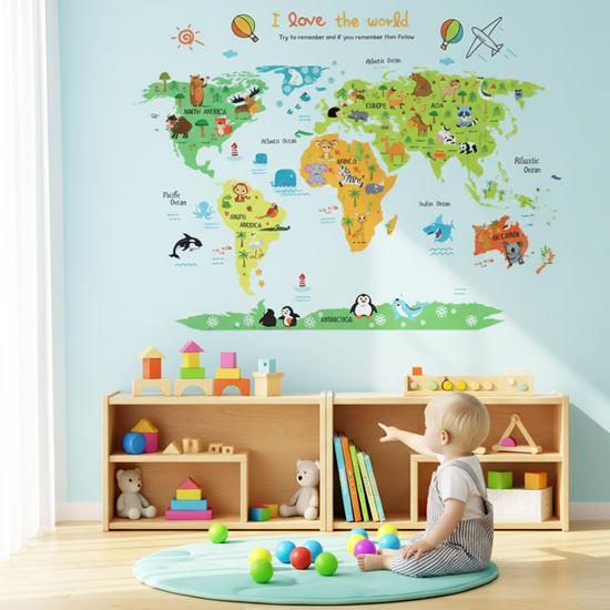 Imaginea din Autocolant de perete - hartă mondială pentru copii