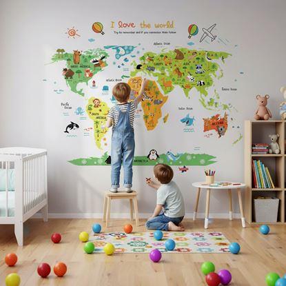 Imaginea Autocolant de perete - hartă mondială pentru copii
