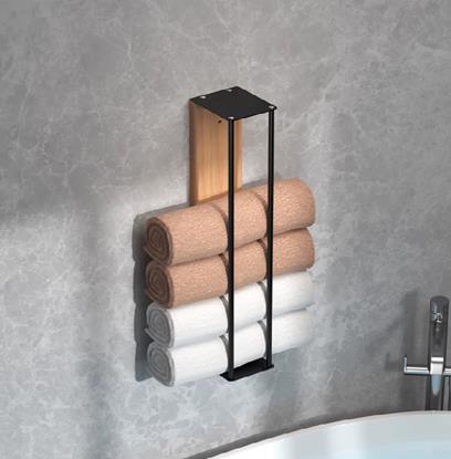 Imaginea Suport de perete pentru prosoape lemn/metal 40 cm